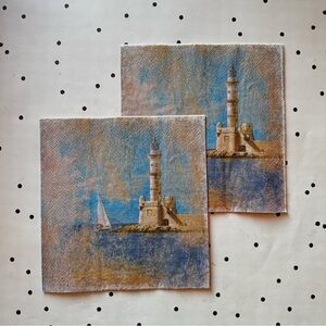 🩵 Decoupage 🩵 set of 2 napkins DIY Lighthouse Sea ocean beach print